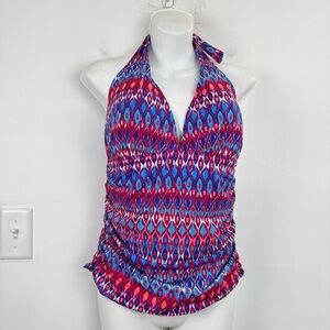 La Blanca Pink Patterned Swimwear Halter Tankini Stretchy